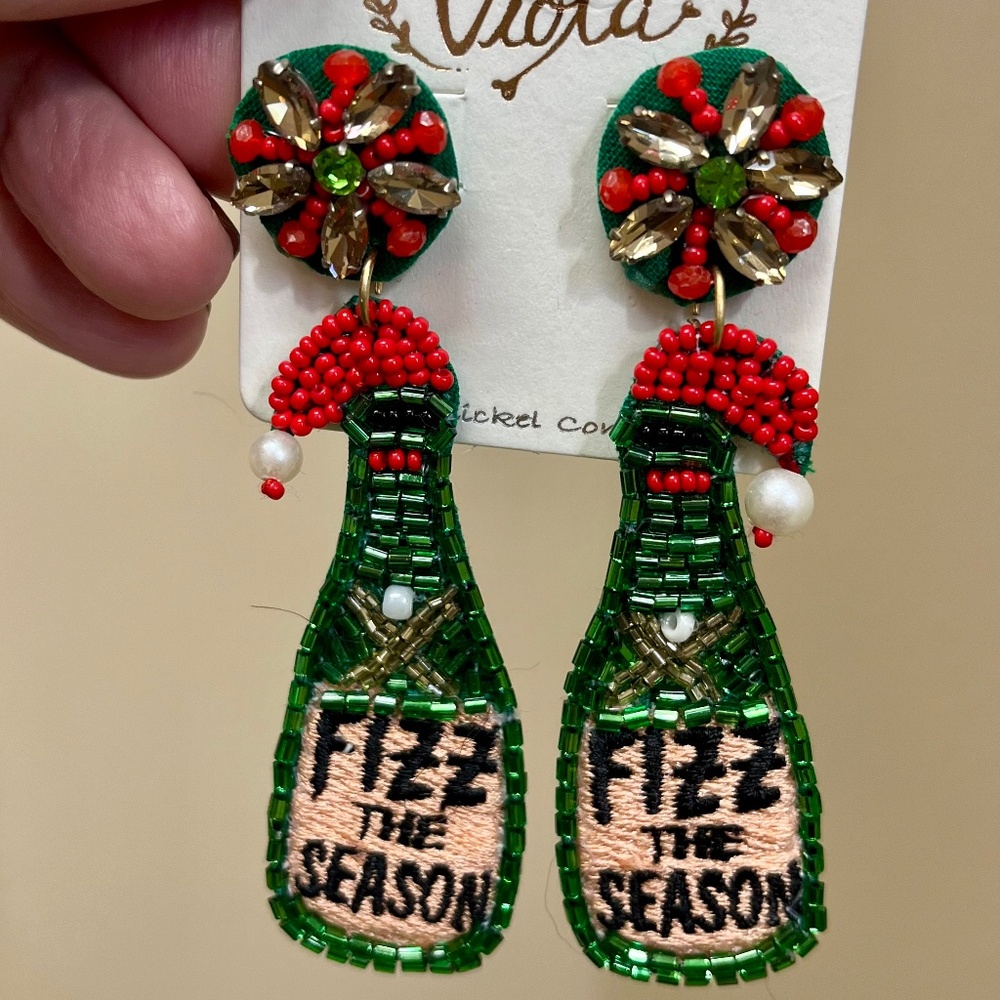 Christmas or New Years Fizz the Season Earrings